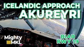 Approach and Landing on Beautiful Akureyri runway 19 AEY BIAR with Oceanic clearance to Iceland [upl. by Moorefield]