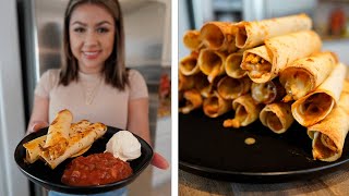 HOW TO MAKE THE BEST BAKED CHEESY CHICKEN FLAUTAS  TAQUITOS [upl. by Annuahs46]