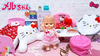 メルちゃん ハローキティのお部屋づくり DIY  Hello Kitty Bedroom  My Life As Hello Kitty Furniture Set [upl. by Martres]