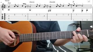 While My Guitar Gently Weeps The Beatles  Easy Fingerstyle Guitar Playthrough Tutorial With Tabs [upl. by Ynahpets]