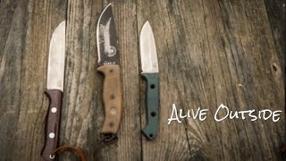 Bushcraft Knife Competition Esee Bark River Benchmade [upl. by Atcele]