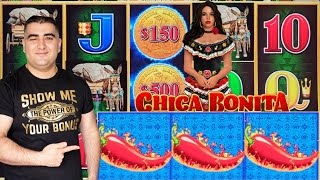 Winning JACKPOT On Chica Bonita Dollar Lightning Link Slot Machine [upl. by Nhepets]