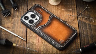 Skinning My Phone Case With Leather  Leather Craft [upl. by Ehcar547]