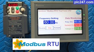 Samkoon HMI quotModbus RTUquot Fuji Frenic Tutorial [upl. by Notnil]