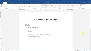 Les NOTES DE BAS DE PAGE Tuto WORD  Comment citer ses sources [upl. by Nylidnam]