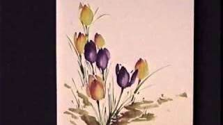 Crocus amp Bees in sumie Chinese brush painting technique [upl. by Kinghorn]