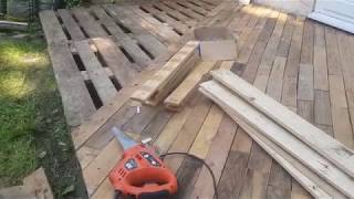 Creative DIY Garden How to create beautiful patio decking using free pallet wood Part 1 [upl. by Cherilyn]