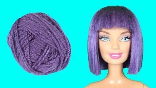 Eski Barbie Yenileme Mor Renkli Küt Barbie Saçı Nasıl Yapılır Kendin Yap DIY Barbie Hairstyles [upl. by Nirret]