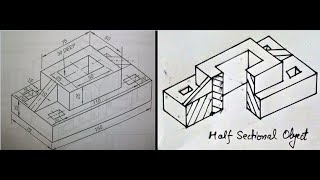 94 Practice of Sectional Views Half Sectioning 1 [upl. by Kotta648]