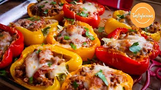 Yummy Stuffed Bell Peppers  Quick amp Tasty Homemade Recipe [upl. by Enomis]