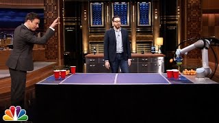 Jimmy Faces Off Against Joshua Topolskys Beer Pong Robot [upl. by Riddle714]