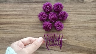 Kurdele ile Mükemmel Çiçek Yapımı  Wonderful Ribbon Flower Work  DIY Easy Flower Making [upl. by Emarie]