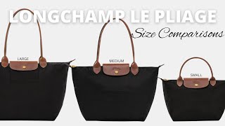 LONGCHAMP LE PLIAGE ORIGINAL TOTE SIZE COMPARISON  Small Medium amp Large [upl. by Ploch]