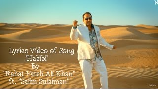 RFAK  Lyrics Video of Song Habibi By quotRahat Fateh Ali Khanquot Ft quotSalim Sulaimanquot [upl. by Nilson]