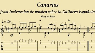 Canarios  Gaspar Sanz Tablatura [upl. by Ymas]