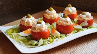 TOMATES RELLENOS de ATÚN huevo y patata para verano Tomates rellenos fríos Mejor que una ensalada [upl. by Patrich107]