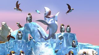 Porbeagle with Penguins 🐧 🐧 🐧  Hungry Shark World [upl. by Miarfe440]