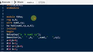 GATE LEVEL MODELLING 1 Design and verify half adder using Verilog HDL [upl. by Anileve283]