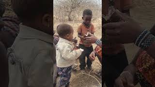 Hadza eating with kids is absolutely wonderful wildlife shortsfeed [upl. by Eicnahc]