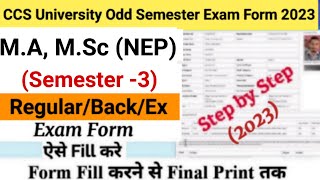 How to Fill CCS University Examination Form 2023  CCSU MA MSc NEP Exam Form Fill Kaise Kare [upl. by Jurgen789]