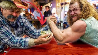 ARM WRESTLING GRANDPA HUSTLES BAR  Devon Larratt [upl. by Ilil]