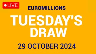 The National Lottery Euromillions Draw Live results from Tuesday 29 October 2024  Euro Millions [upl. by Aizek167]