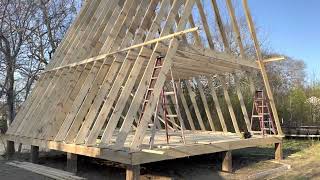 River House Setting A Frame Rafters lathe and Metal tin Roof [upl. by Gordon486]