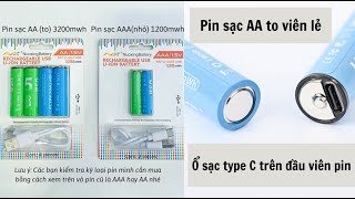 Pin Sạc AA Lithium Sạc TypeC [upl. by Lourdes]