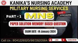 Military Nursing Services 2024  PAPER SOLUTION MEMORY BASED QUESTIONS [upl. by Housen414]