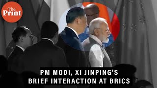 Watch PM Modi Chinese President Xi Jinpings brief interaction at BRICS Summit [upl. by Huggins]