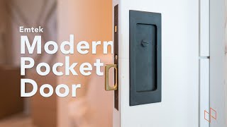 Emtek Modern Pocket Door  BWSLBKReno Part 7 [upl. by Ardnoik]