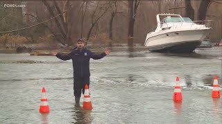 Partial dam break in eastern Conn causes dangerous flooding [upl. by Newo]