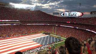 National Anthem amp B2 Stealth Bomber Flyover at Arrowhead Stadium [upl. by Ynnaf]