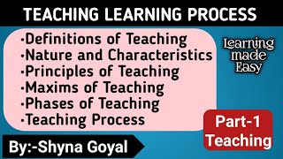 Teaching Learning process bed notesBed 1st sem NOTESMEANINGNATURE principlesmaxims of Teaching [upl. by Aken]