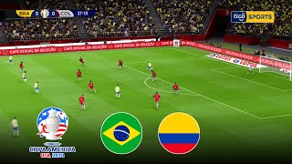 Brazil vs Colombia  Copa America 2024  Colombia vs Brazil Live  eFootball Pes 21 Gameplay [upl. by Schonfield751]