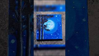 Beautiful moonlight painting in mini canvas 😍🥰😱shorts moonlight beautifulpainting nishadrawings [upl. by Okiron]