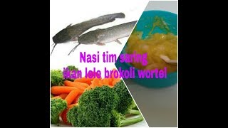 Resep MPASI 8 Bulan Keatas  Nasi Tim Saring Ikan Lele Brokoli Wortel [upl. by Baler]