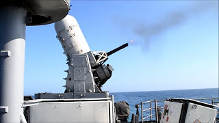 76 mm Oto Melara Cannon and CIWS Live Fire on the USS Halyburton FFG 40 [upl. by Llehsem]