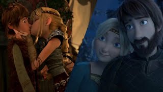 Every Time Hiccup amp Astrid Kiss on the Lips HD [upl. by Eyk]