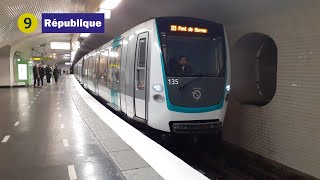 République  Ligne 9  Métro de Paris RATP MF01 [upl. by Eekaz878]