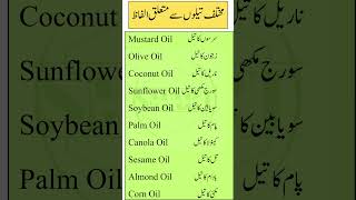 Common Oils Vocabulary  English amp Urdu Translations  Learn Oil Names [upl. by Rehtnug]