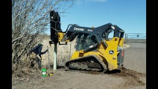 Skid Steer Post Driver John Deere Danuser Hammer [upl. by Iew649]