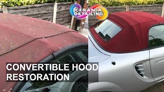 Convertible soft top Restoration  fabric roof cleaning using household products [upl. by Joelynn215]