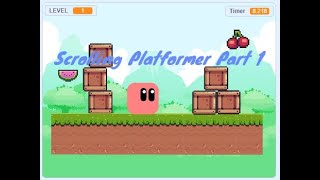 Scratch Scrolling Platformer Game  Part 1  Scratch how to make a scrolling platformer game [upl. by Wiltsey]