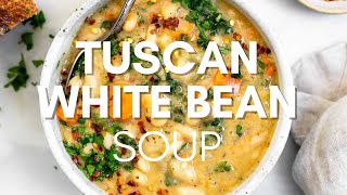 Tuscan White Bean Soup VEGAN amp ONE POT [upl. by Leirbma]