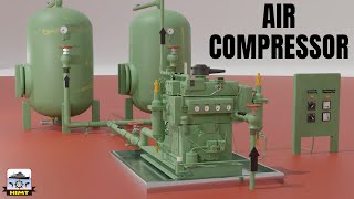 Marine Air Compressor Parts and Operation Explained  3D Animated Explanation [upl. by Riedel681]