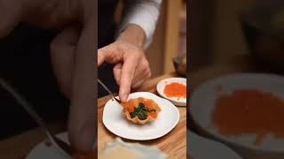 Smoked egg yolk confit Potato foam Caviar trending food viralvideo hyderabadtelangana foodie [upl. by Cornwell]