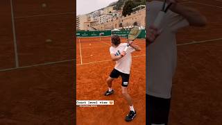 Stefanos Tsitsipas practicing in MonteCarlo Awesome court level view tennis [upl. by Milson]