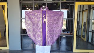 Gothic chasuble Vestment with PAX and Chalice motif by PSG Vestments [upl. by Ynneb]