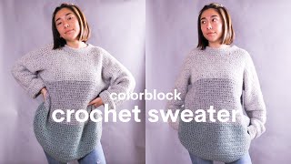 basic crochet sweater  easy crochet oversized sweater tutorial [upl. by Nos215]